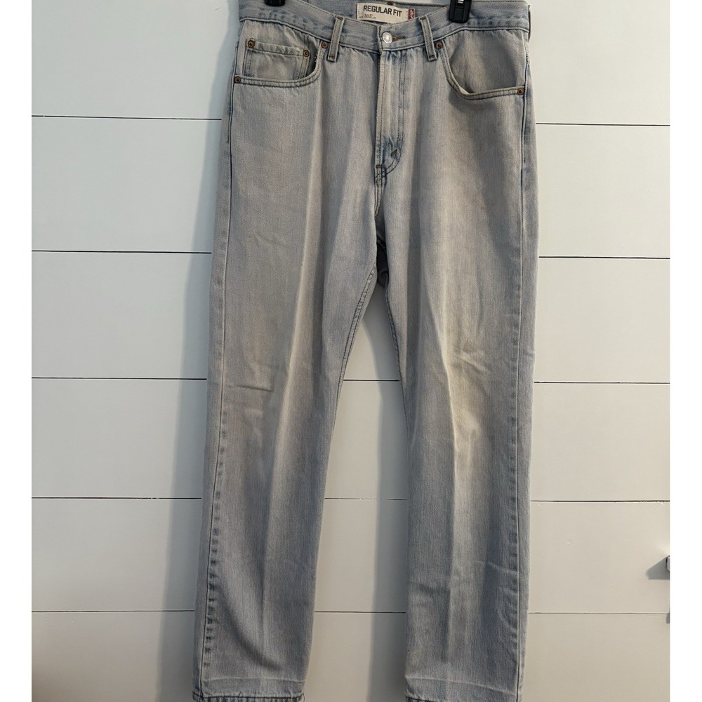 Levi's 505 Denim Jean's‎ Men's Blue Regular Fit Straight Legs Distressed 33x32